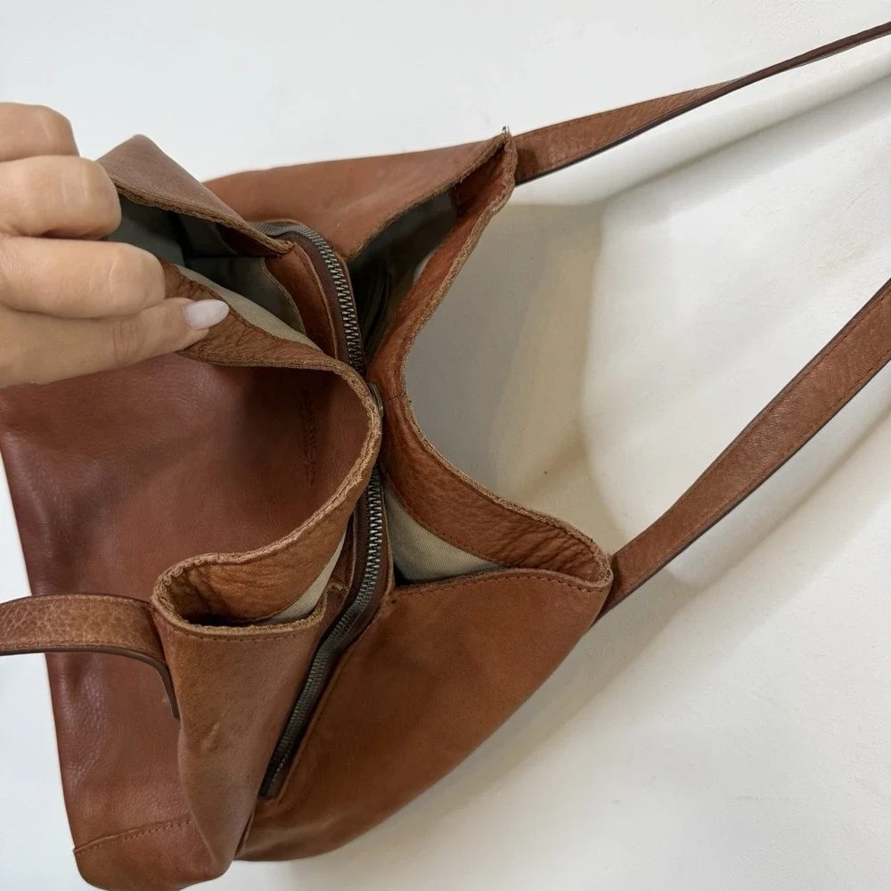 American Leather Liberty Shopper Hobo Shoulder Bag Tote Purse Pebbled Double